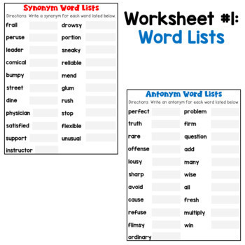 Synonyms and Antonyms List for English Language, Download Synonyms