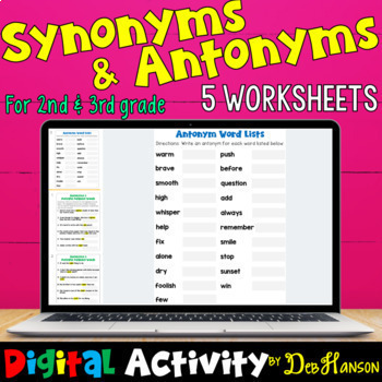 Synonyms and Antonyms: 5 Digital Activities (Basic) using Google