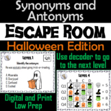 Synonyms and Antonyms Activity: Halloween Escape Room Voca