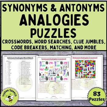 Preview of Synonyms and Antonyms Analogies Word Puzzles