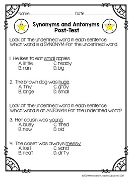 Synonyms And Antonyms Assessments Games And Worksheets By