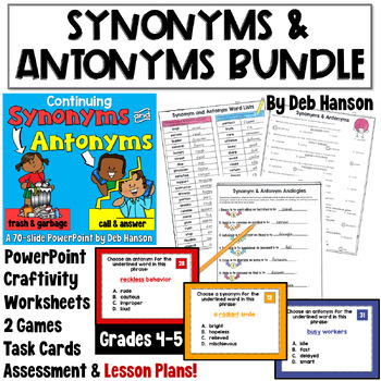 Preview of Synonyms and Antonyms Bundle of Activities for 4th and 5th grade