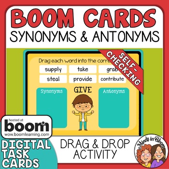 Synonyms And Antonyms Drag And Drop Digital Boom Cards For Distance Learning