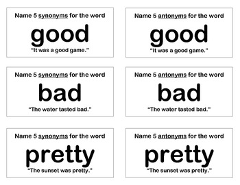 Preview of Synonyms and Antonyms Game
