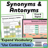 Synonyms and Antonyms Print and Digital Worksheets and Activities