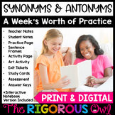 Synonyms and Antonyms Lesson, Practice & Assessment | Prin