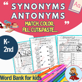 Synonyms and Antonyms No Prep Worksheets, Synonyms Activit