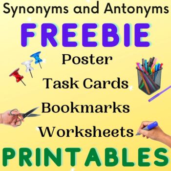 Synonyms and Antonyms - Poster Bookmark Worksheet - Grammar with Long A  Phonics