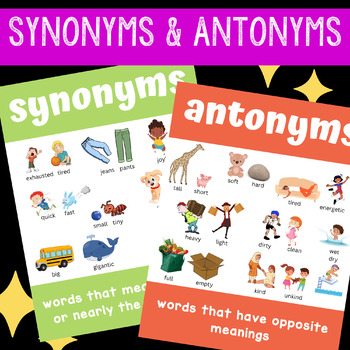 Preview of Synonyms and Antonyms Posters | Reproducibles | Interactive Notebook |