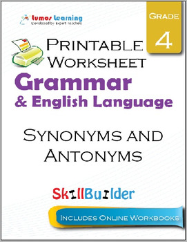 Preview of Synonyms and Antonyms Printable Worksheet, Grade 4