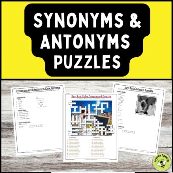 Preview of Synonyms and Antonyms Puzzles Codebreakers Crosswords Word Search and More
