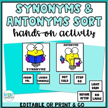 Preview of Synonyms & Antonyms Sorting Activity - Small Group Grammar Activity