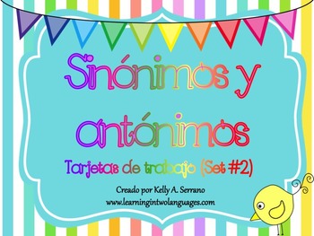Preview of Synonyms and Antonyms Task Cards in Spanish ( Set 2 )