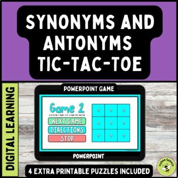 Preview of Synonyms and Antonyms Tic Tac Toe PowerPoint and Printable Puzzles