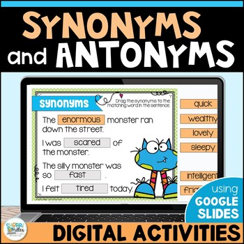 Preview of Synonyms and Antonyms Vocabulary Digital Resources Worksheets 3rd & 4th Grade
