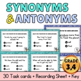 Synonyms and Antonyms Vocabulary Task Cards for 3rd 4th Grade
