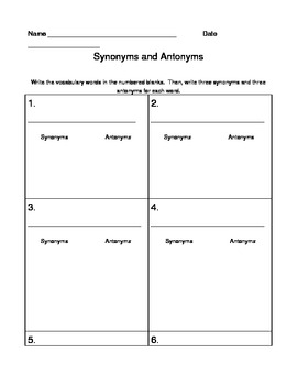 Preview of Synonyms and Antonyms Vocabylary Practice