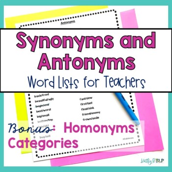 Synonyms-and-Antonyms-List - Synonyms And Antonyms List Synonyms And  Antonyms List Words Synonyms - - Studocu