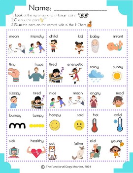 Preview of Synonyms and Antonyms: Word and Picture Sort