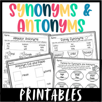 Preview of Synonyms and Antonyms Worksheets TPT Digital