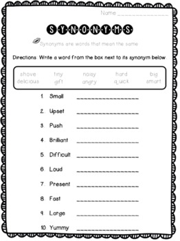 Synonyms and Antonyms Worksheets by Forever 1st Grade | TpT