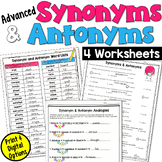 Synonyms and Antonyms Worksheets in Print and Digital: 4th, 5th, 6th Grade