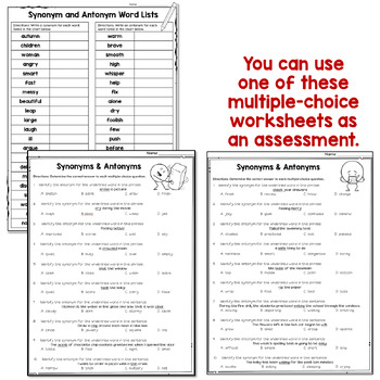 Synonyms and Antonyms Worksheets (Basic) | PDF and Digital | Distance
