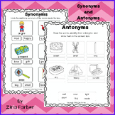 Synonyms and Antonyms Worksheets Grade 1 and Grade 2