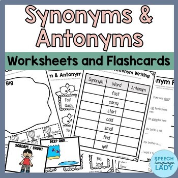 22 Basic Antonyms and Verbs Picture and Word Flashcards combination set Presch 