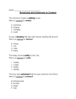 3e043ac046123381 c13b7796906 b07ef - Synonyms and Antonyms ○ Antonyms and  Synonyms are asked in the - Studocu