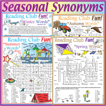 Preview of Four Seasons Vocabulary Synonyms Bundle – Fall, Winter, Spring, Summer