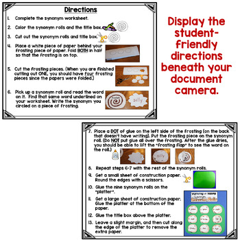 Synonyms Craftivity With Two Worksheet Options By Deb Hanson Tpt
