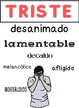 8 SYNONYMS FOR SAD IN SPANISH 1- Triste 2- Sensible 3- Mal 4