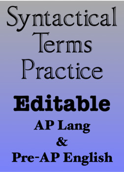 Preview of Syntactical Terms Practice | AP Lang & Pre-AP English