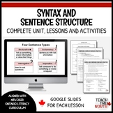 Syntax & Sentence Structure Unit | New Ontario Literacy Fo
