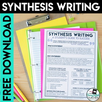 Preview of Synthesis Writing Student Reference Sheet Free Download