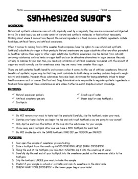 Preview of Synthesized Sugars Lab (taste test)