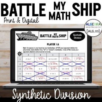 Preview of Synthetic Division Activity | Battle My Math Ship Game | Print and Digital