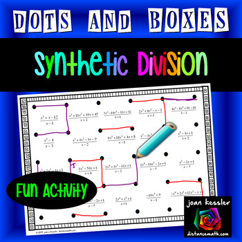 Preview of Synthetic Division Dots and Boxes Fun Partner Game plus HW