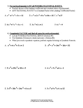 Synthetic Division of Polynomials - Practice Worksheet | TpT