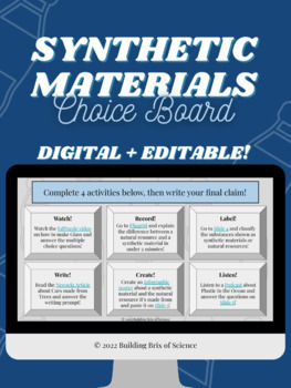 Preview of Synthetic Materials Digital Choice Board