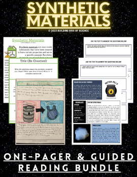 Preview of Synthetic Materials One-Pager + Guided Reading Activity Bundle