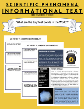 Preview of Synthetic Materials PDF + Digital Guided Reading Activity