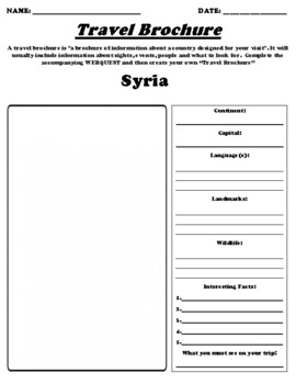 Preview of Syria UDL Country Brochure Worksheet & Webquest W/Summary