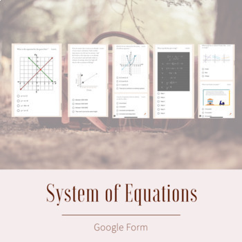 Preview of System of Equations Google Form Assessment - [Distance Learning]