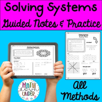 Preview of Solving Systems of Equations by Graphing Substitution & Elimination Guided Notes