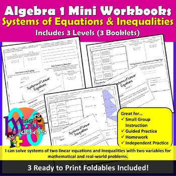 Preview of System of Equations & Inequalities Unit | 3 Mini Workbooks | 3 Levels of Rigor