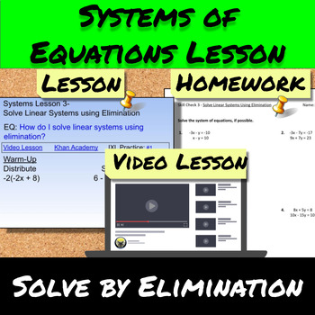 Preview of System of Equations-Lesson 3-Solve Systems of Equations by Elimination