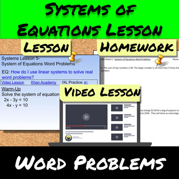 Preview of System of Equations-Lesson 5-Solve Systems of Equations Word Problems