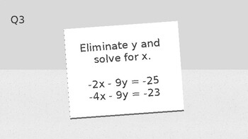 Preview of System of Equations Power Point Review Game (with answers)